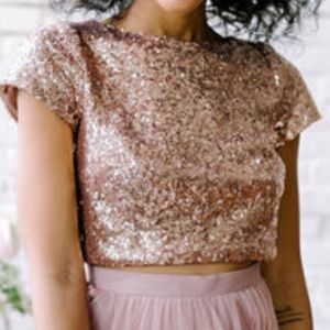 Revelry Bridesmaid GOLD sequin crop top